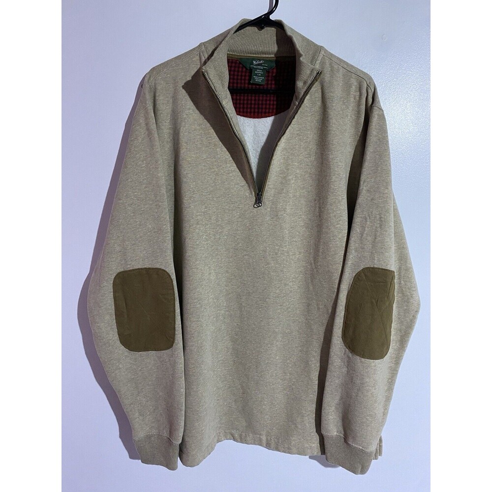 Woolrich Sweater Mens Large‎ Tan Elbow Patch Classic Gorp Grandpa Office Outdoor
